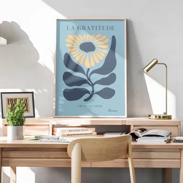 Affiche zénitude la gratitude ouvre le coeur